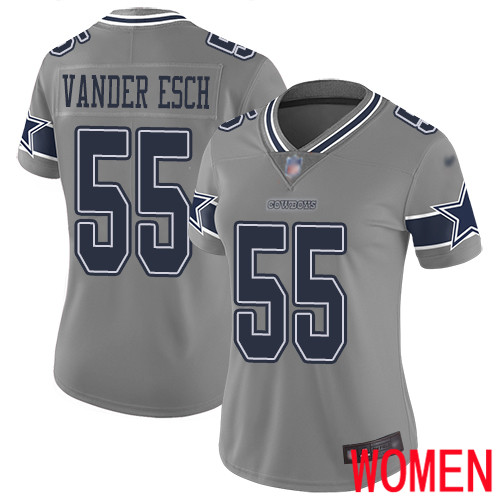 Women Dallas Cowboys Limited Gray Leighton Vander Esch 55 Inverted Legend NFL Jersey